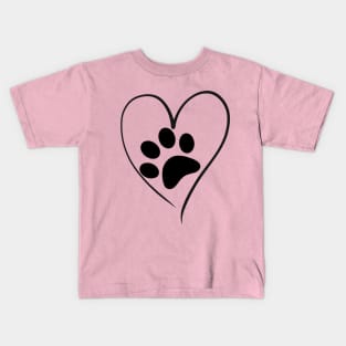 Women cute paw print heart design dog cat lover pet tee Kids T-Shirt